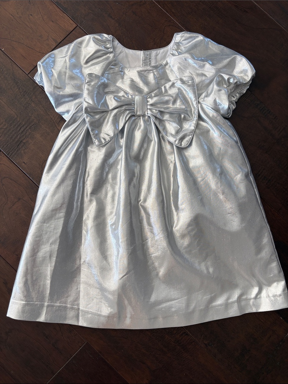✨Zara Silver Shimmer Bow-Front Formal Dress for Girls